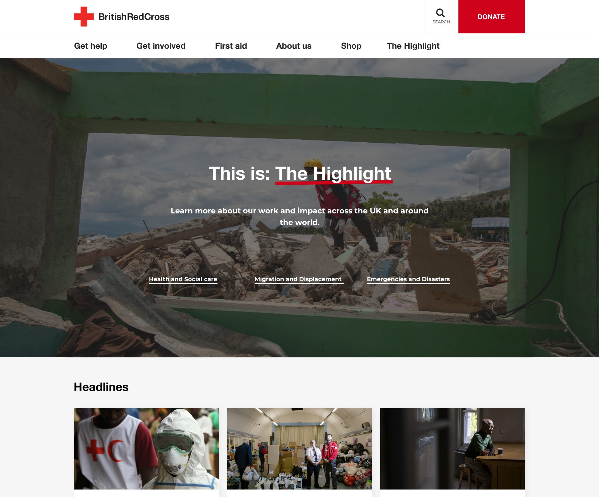 The Highlight — editorial stories platform showcasing humanitarian impact across the UK and the world